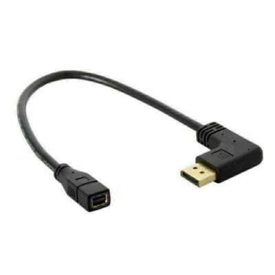 DisplayPort 90 Degree to Mini DP DisplayPort Female Cable for Displays Monitors - Image 1 of 4