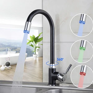 Grifo mezclador de 3 colores LED de un solo orificio cocina boquilla lavabo grifo - Imagen 1 de 7