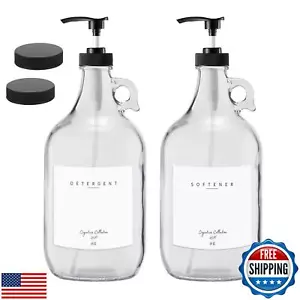 Laundry Detergent Dispenser for Laundry Room - Two Half Gallon Glass Jugs for - Picture 1 of 5
