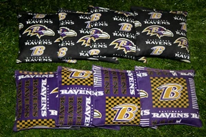 Cornhole Bean Bags Set of 8 ACA Regulation Bags BALTIMORE RAVENS - Picture 1 of 2