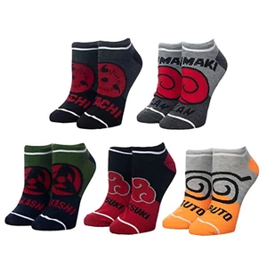 Naruto Shippuden Color Blocked Symbol Söckchen 5 Paar Set - Bild 1 von 6