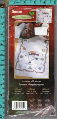 ©Pfaltzgraff "Snow Bear" Tablerunner Bucilla Stamped Linens 84575 OPEN PACKAGE - Image 1 of 4