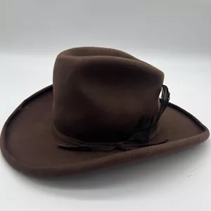 Vintage Beaver Hats Brown Wool Mens Western Cowboy 10X Hat Size 7 1/8 - Picture 1 of 5