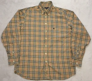 Burberry mens vintage Beige Classic Nova Check Button Casual shirt size L - Picture 1 of 12
