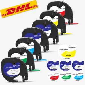 Compatible Dymo Letra Tag Band -91220 91221 Plastik Weiß 12mm zu LT-100H XR QX50 - Bild 1 von 29