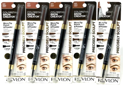 (5) Revlon Colorstay Brow Creator Micro Top Pencil & Powder Sealed 620 - Auburn - Image 1 of 3