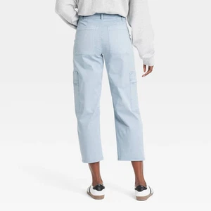 Women's Mid-Rise Barrel Leg Cargo Pants - Universal Thread - Picture 1 of 14