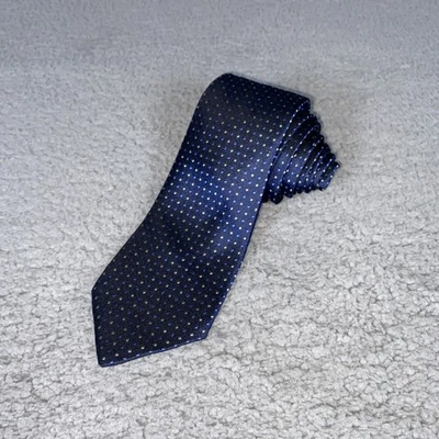 New BANANA REPUBLIC Silk Tie Men's Navy W/ Gold & Blue  Polka Dot - Image 1 of 3