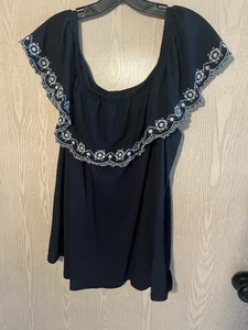 Lane Bryant Sz 18/20 Navy Sleeveless Top With Ruffles - Picture 1 of 8