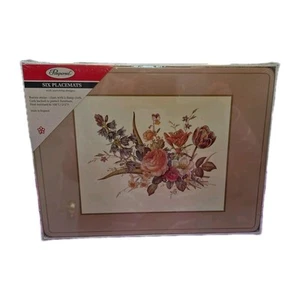 Boxed Vintage Pimpernel Large Rectangle Placements X6 - 12" X 9" FLORAL BOUQUET - Picture 1 of 7