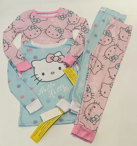 Nuevo pijama de niña Hello Kitty talla 4 pantalones camisa conjunto de 4 piezas lindo gato pijamas 2 pares - Imagen 1 de 3