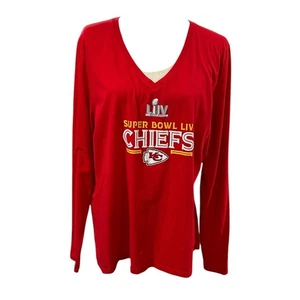 Fanatics Super Bowl LIV Kansas City Chiefs Damen V-Ausschnitt Langarm TShirt 3XL - Bild 1 von 5