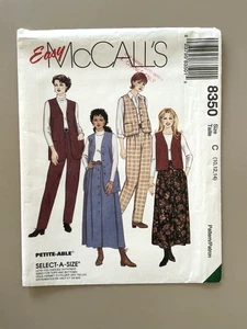 1990's McCall's Misses' Lined Vest,Pants,Skirt Pattern 8350 Size 10-14 UNCUT - Picture 1 of 2