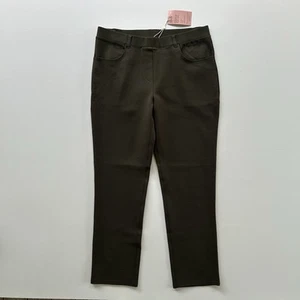 Quince Ultra Stretch Ponte Straight Leg Pant Womens Size Large Petite Olive NEW - Picture 1 of 13