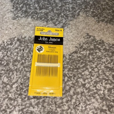 New Sealed Package John James Needles Sharps Size 8 - Image 1 of 2