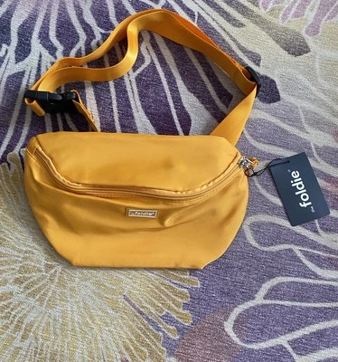 The Foldie Fanny Pack Crossbody Bag RFID Travel Rare Color Orange Yellow NWT - Image 1 of 4