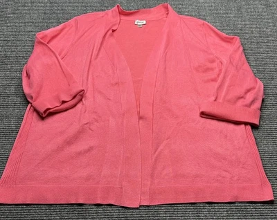 Avenue Cardigan Sweater Womens 26 28 Pink Open Front Lightweight 3/4 Sleeve Plus - Image 1 of 4