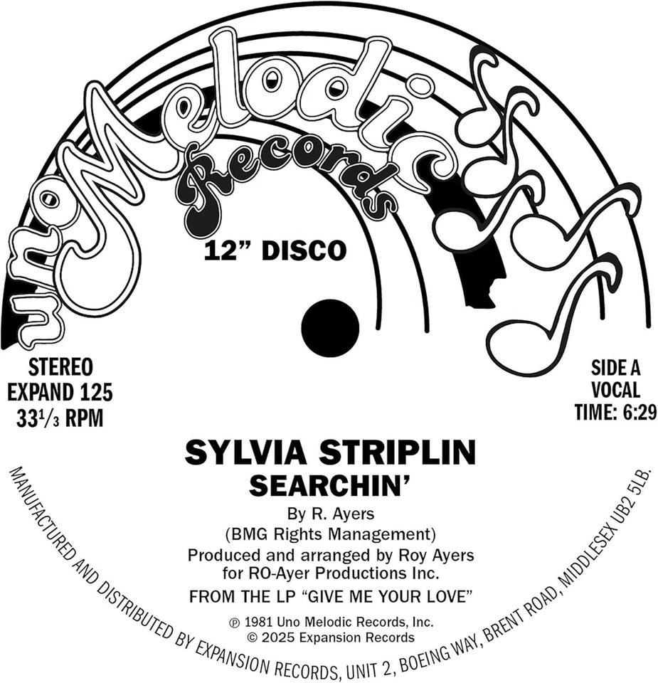 SYLVIA STRIPLIN SEARCHIN' 12" VINYL b/w Instrumental (EXPAND125) EUROPE EXPANSIO