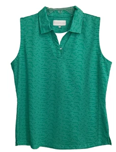 Tournament Collection Pullover Blouse Size XL Green White Keyhole Front Neck Y6 - Picture 1 of 7