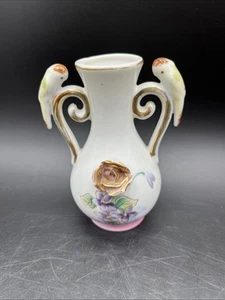 Vintage Mini Meinko besetztes Japan Porzellan Blume bemalt Sittich Griffe - Bild 1 von 10