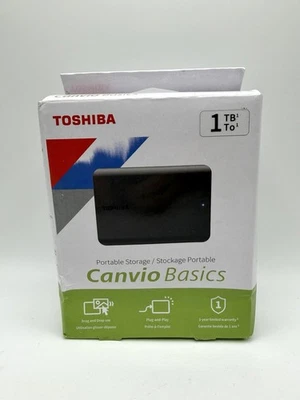 Toshiba Canvio Basics 1TB Portable External Drive NEW - Image 1 of 3