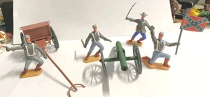 Lotto Soldatini Confederati Timpo Toys con Cannone e Carro - Guerra Civile 1:32 - Foto 1 di 19