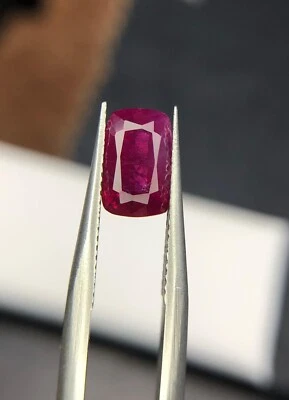 1.38 Ct Natural Ruby Purplish red Color Cushion Shape loose gemstone From Afghan - Image 1 of 4