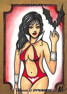 COSPLAY WOMAN OF DYNAMITE SKETCH CARD BY Anthony Richichi 1c