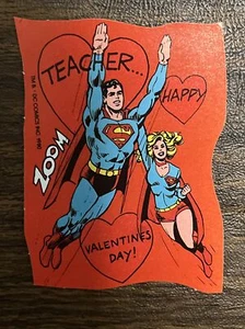 DC Comics Wonder Woman Superman Valentine's Day Card Unused Vintage 1980 - Picture 1 of 7