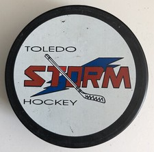 Vintage Toledo Storm Ice Hockey Logo Puck ECHL Minor League Riley Cup 1993 1994
