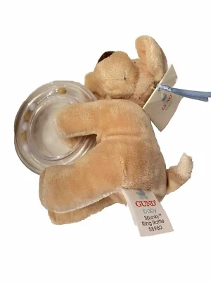 Gund Baby Spunky щенок кольцо погремушка желтовато-коричневый мягкая плюшевая игрушка 58980 новый с ярлыками - Изображение 1 из 3