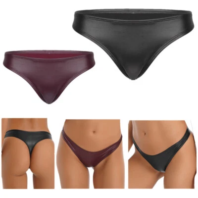 Mujer Látex Goma tiro bajo Tanga Corte Alto Calzoncillos Micro Mini Ropa Interior Foto 1 de 3