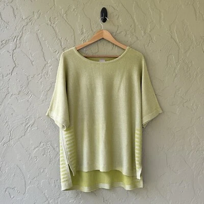 Suéter Top Chico's Para Mujer 2 Verde Lima Grande Brillo Lateral Acanalado Nuevo Sin Etiquetas Foto 1 de 4