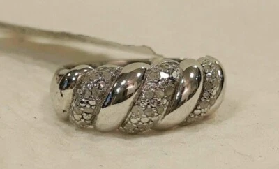 Victoria Townsend Sterling Silver Diamond Engagement Band S7 $200 - Image 1 of 4