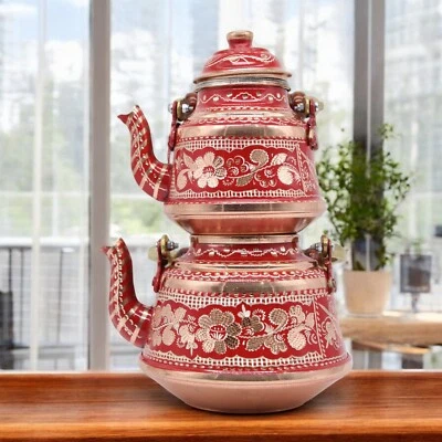 JUEGO DE TETERA TURCA TRADICIONAL HECHA A MANO DE COBRE MARTILLADO A MANO SEMAVER ÚNICO Foto 1 de 4