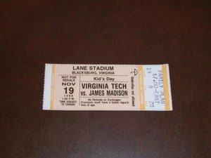 1988 JAMES MADISON AT VIRGINIA TECH COLLEGE FOOTBALL TICKET STUB - Bild 1 von 1
