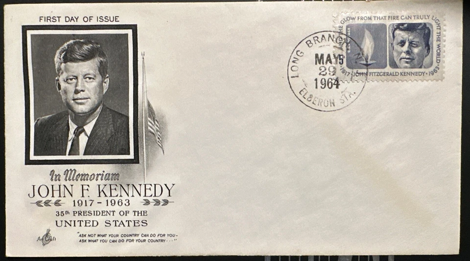 Sc 1246 JFK FDC Long Branch NJ Elberon Station - ArtCraft cachet VF+ - Image 1 of 1