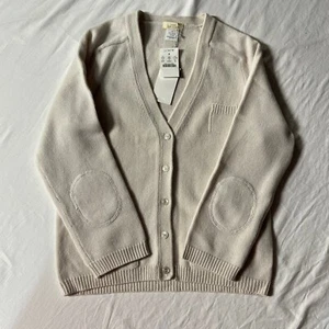 Vintage J Crew Womens Cropped 100% Cashmere Cardigan Sweater Size M Cream NWT - Picture 1 of 12