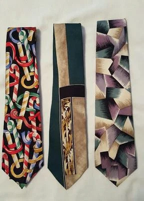  3 件丝绸 JT Beckett 领带-1 件糖果手杖,1 件棕色和绿色,1 件多色 — 第 1/2 张图片