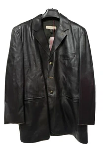 Bruno Magli Men's Black Leather Jacket 44R NWT Made In Italy - Picture 1 of 13