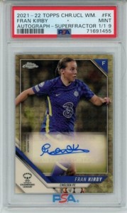 2021-22 Topps Chrome Women's Superfractor Auto Fran Kirby 1/1 Chelsea PSA 9