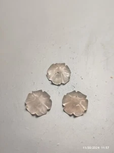 Captivating 12 mm Carved Flower Rose Quartz Gemstone - Picture 1 of 8