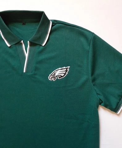NFL Philadelphia Eagles Mens Dri Fit Polo Shirt XL Green White Silver Stripe NEW Cover