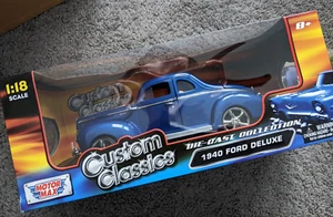 NIB MOTOR MAX 1:18 1940 FORD DELUXE CUSTOM CLASSIC HOT ROD BLUE RARE HTF - Picture 1 of 7