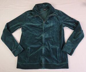 Talbots Velour Track Jacket Size XS Full Zip Emerald Green Fleece Super Soft 