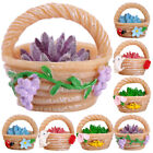 Miniature Flower Basket Resin Dollhouse Figurines for Fairy Garden Decor-CY