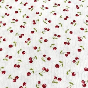 Cherries on White KNIT FABRIC By The Half Yard 18" x 63" wide