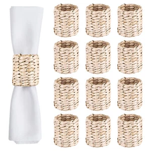12Pcs Napkin Rings,Water Hyacinth Napkin Holder Rings - Rustic Napkin Rings2211 - Picture 1 of 10