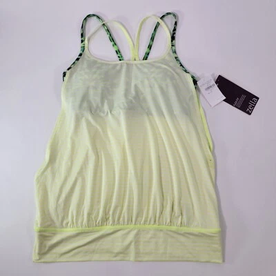 Sujetador incorporado Zella para mujer sin mangas pequeño lima ralladura ajuste flexible Zeltek ropa deportiva NUEVO Foto 1 de 4