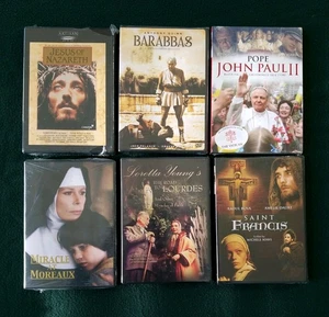6 All Brand New/Sealed Faith/Religious DVD's: Pope John Paul 2, Barabbas, Jes - Picture 1 of 2